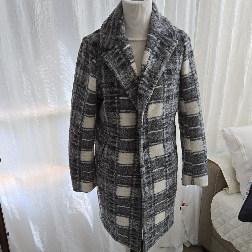 Banana Republic Plaid Gray and White Men's Coat
